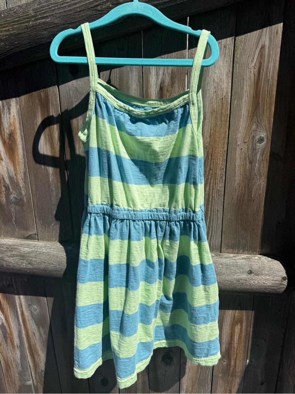 Primary Striped Tank Dress in Blue and Light Green